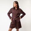 Linen Voile Shirt Restorative Brown - Myza