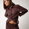 Linen Voile Shirt Restorative Brown - Myza