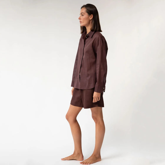 Linen Voile Shirt Restorative Brown - Myza