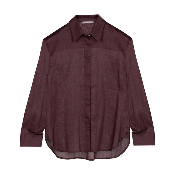 Linen Voile Shirt Restorative Brown - Myza