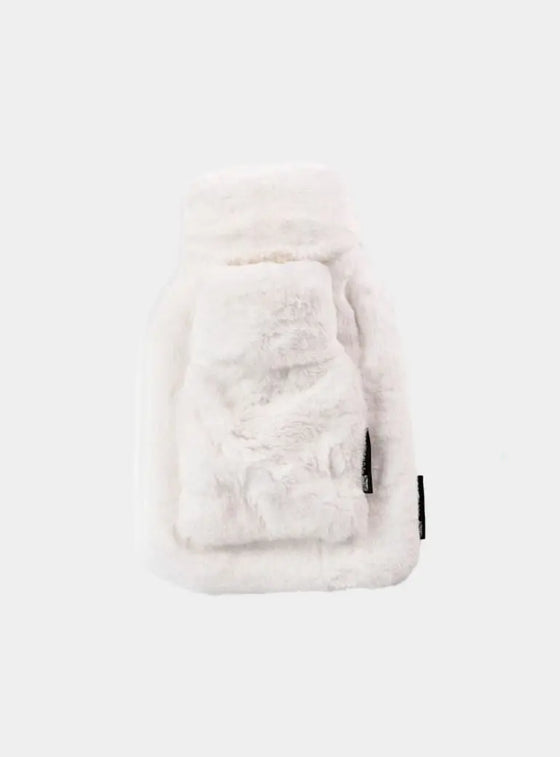 Little and Large Silky Soft White Faux Fur Hot Water Bottle Gift Set CosyPanda