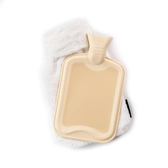 Little and Large Silky Soft White Faux Fur Hot Water Bottle Gift Set CosyPanda