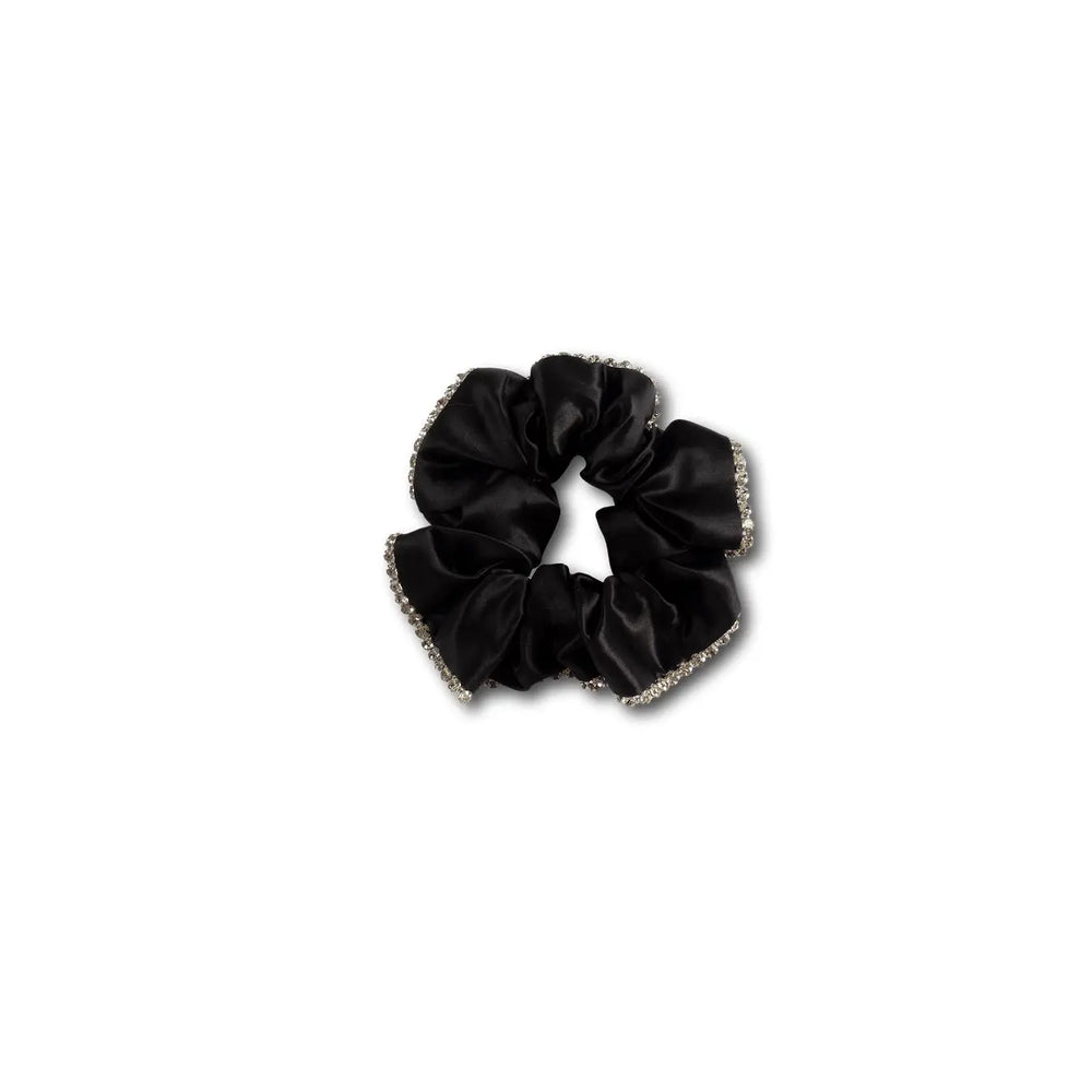 Liv Lindley Mulberry Silk Black Sparkle Scrunchie Liv Lindley Silk Studio