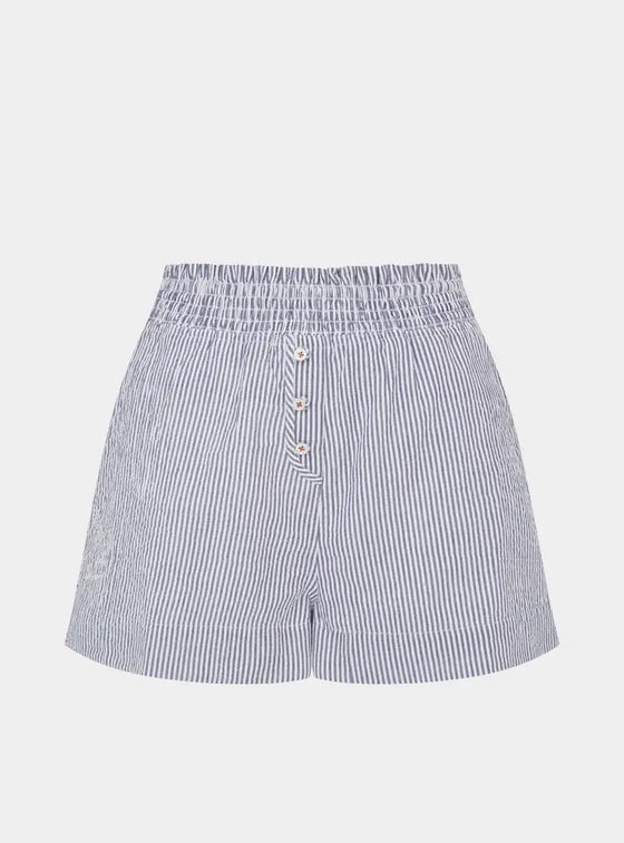 Lomandra Ethical-Cotton Shorts - Pinstripe Charcoal Peachaus