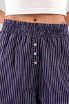 Lomandra Striped Ethical-Cotton  Shorts - Indigo Blue Peachaus