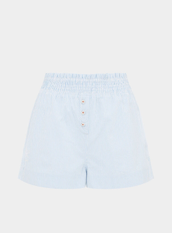 Lomandra Ethical-Cotton Pyjama Shorts - Blue Stripe