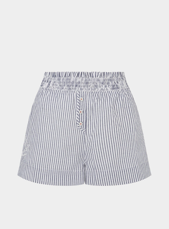 Lomandra Ethical-Cotton Pyjama Shorts - Charcoal Stripe