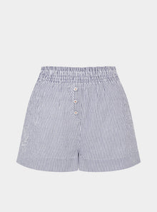  Lomandra Ethical-Cotton Pyjama Shorts - Pinstripe Charcoal