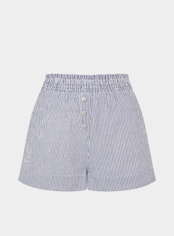 Lomandra Ethical-Cotton Shorts - Pinstripe Charcoal Peachaus