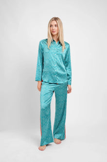  Long Sleeve PJ Top / "Teal Stars" Jessica Russell Flint