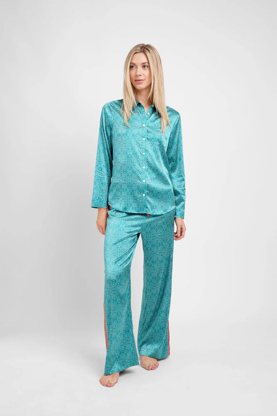 Long Sleeve PJ Top / "Teal Stars" Jessica Russell Flint