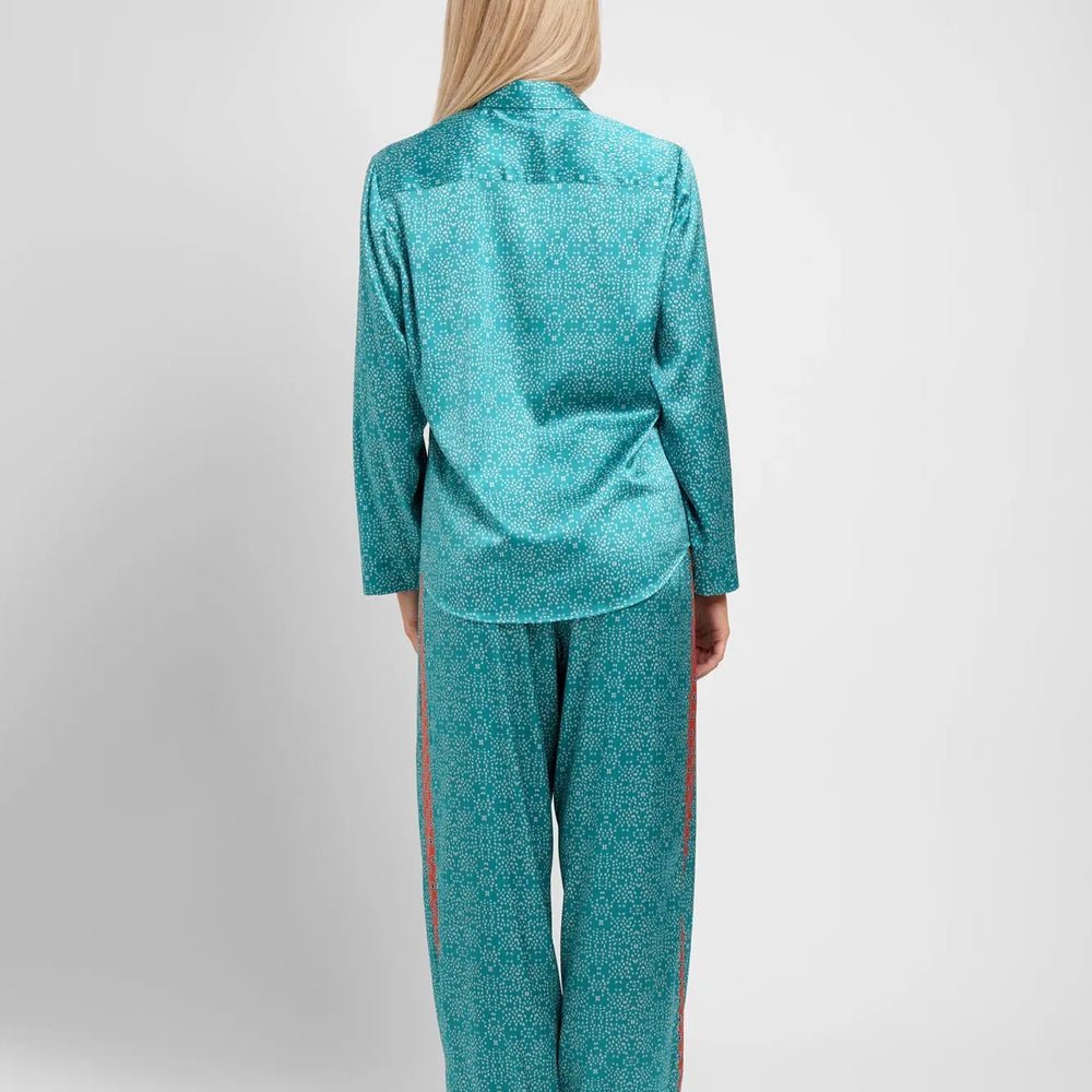 Long Sleeve PJ Top / "Teal Stars" Jessica Russell Flint