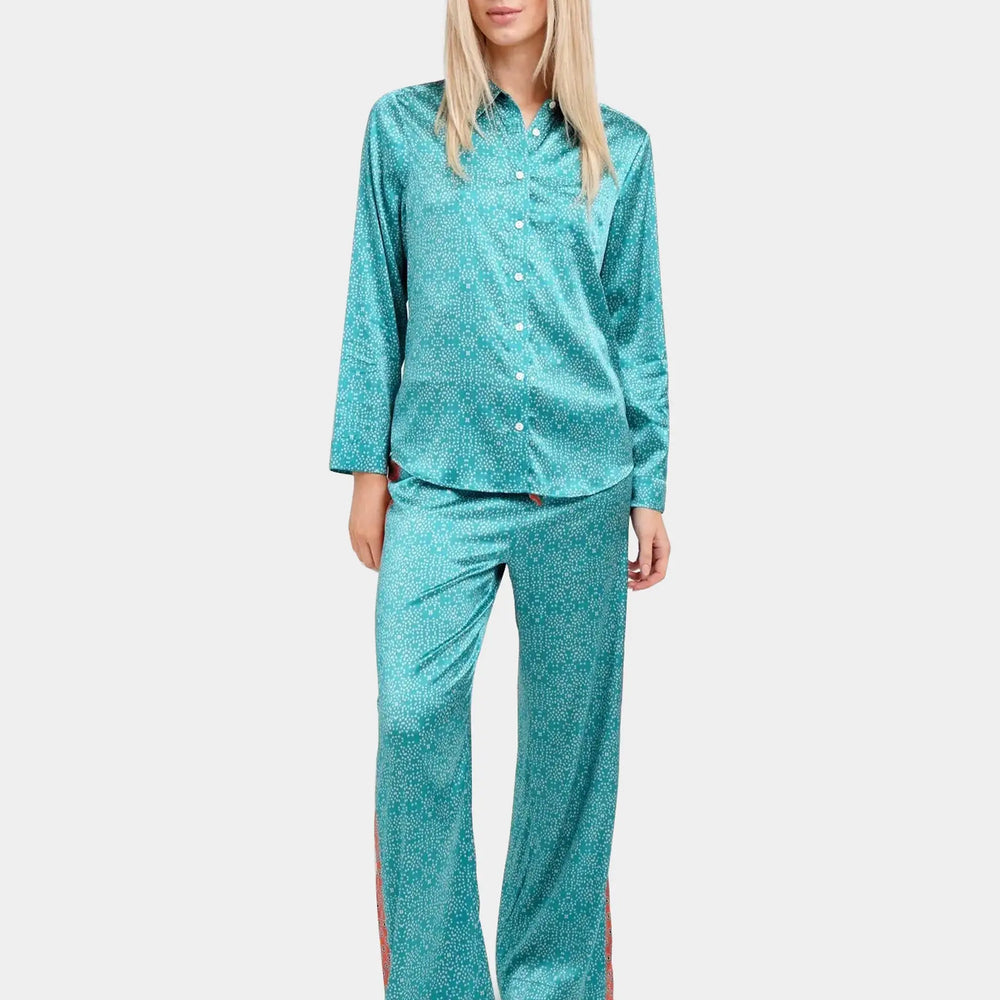 Long Sleeve PJ Top / "Teal Stars" Jessica Russell Flint