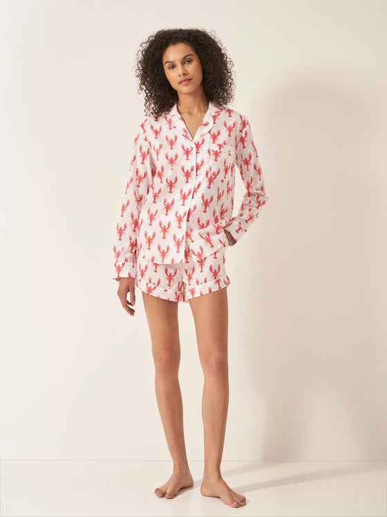 Red Lobster Women's Long Sleeve Organic Cotton Pyjama Short Set