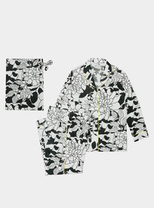  Long Sleeve Pyjamas - Matching Set in Havana Print - White/Black