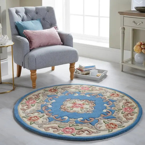 Lotus Premium Aubusson Round Rug Dunelm