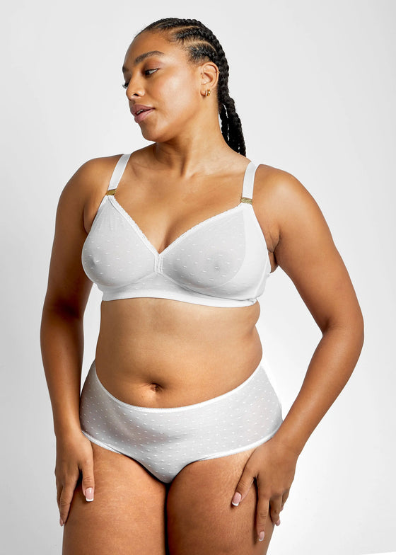 Lotus Recycled-Lace Fuller-Cup Soft Bralette - Glacier White Peachaus