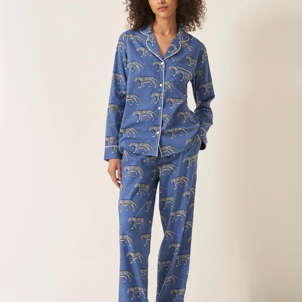 Lovely Leopards Women's Long Sleeve Organic Cotton Pyjama Trouser Set Myza