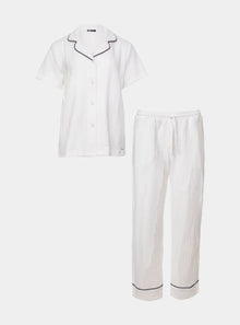  Luxury Suite Waffle Short Shirt Trouser Set in White Pretty You London