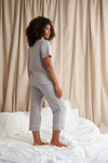 Luxury Suite Waffle Short Shirt Trouser Set in Grey