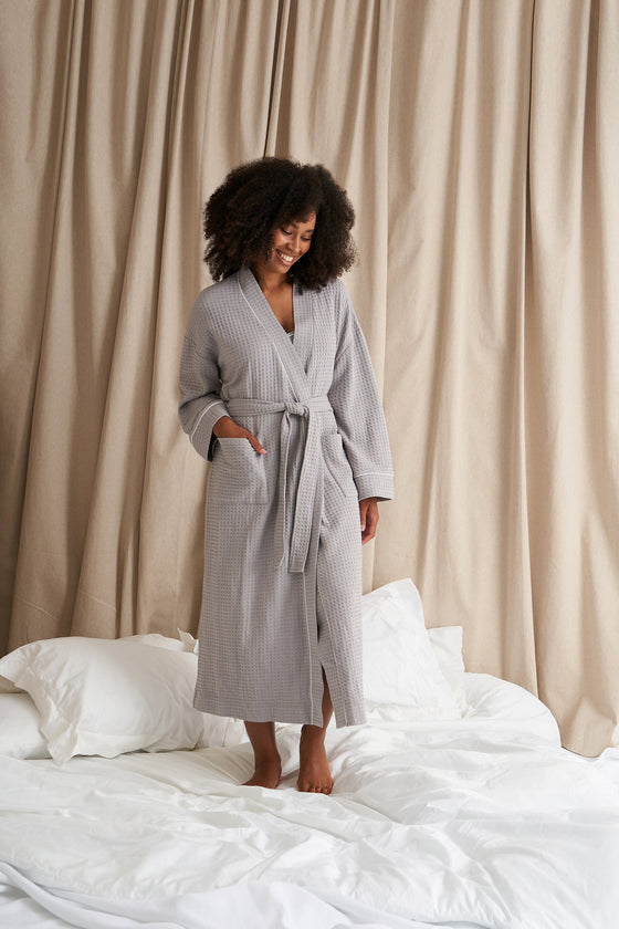 Grey Luxury Suite Waffle Robe