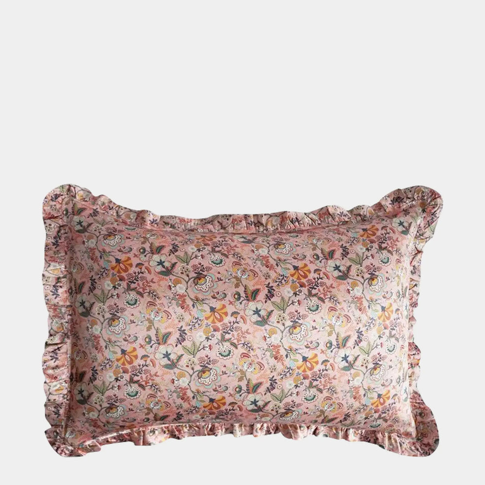 MABELLE HALL PINK Liberty Frill Silk Pillowcase Coco & Wolf