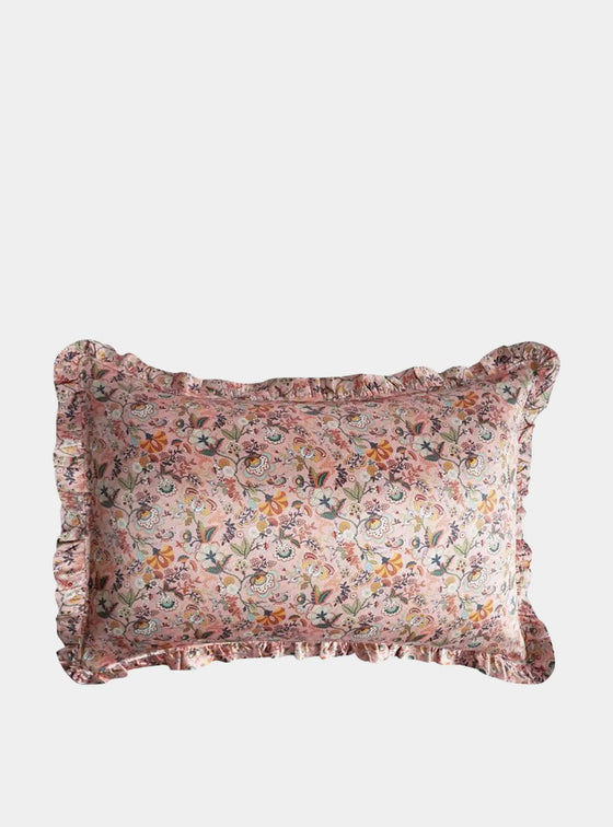 MABELLE HALL PINK Liberty Frill Silk Pillowcase Coco & Wolf