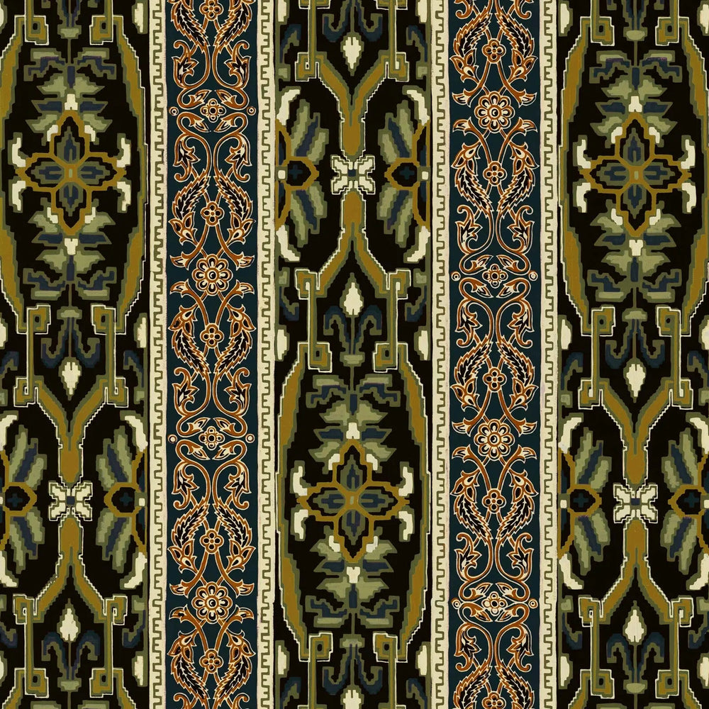 MAMOUNIA Wallpaper - Moss Green &amp; Black House of Hackney