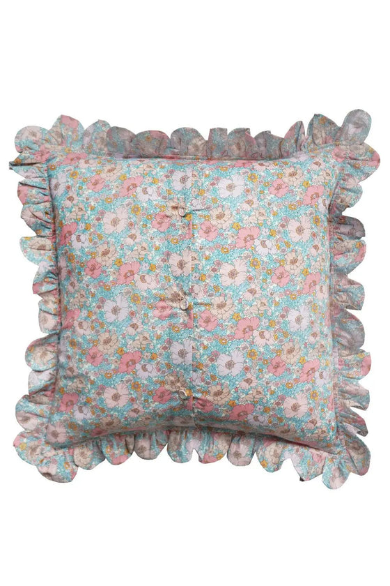 MEADOW SONG Liberty Embroidered Letter Scallop Edge Cushion Coco & Wolf