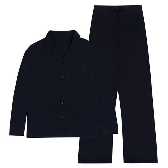 Rib Knit Bamboo Pyjama Set, in Black Made Wright London