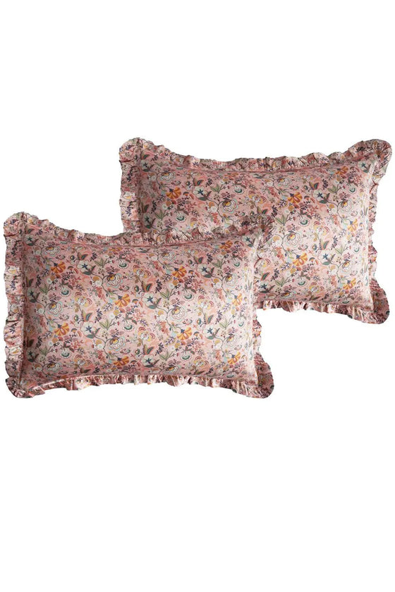 Mabelle Hall Pink Frill Liberty Silk Pillowcase Coco & Wolf