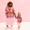 Maching Poppy Mini Me & Adult Jumper Set - Heart Intarsia Knit - Blue Cara & The Sky