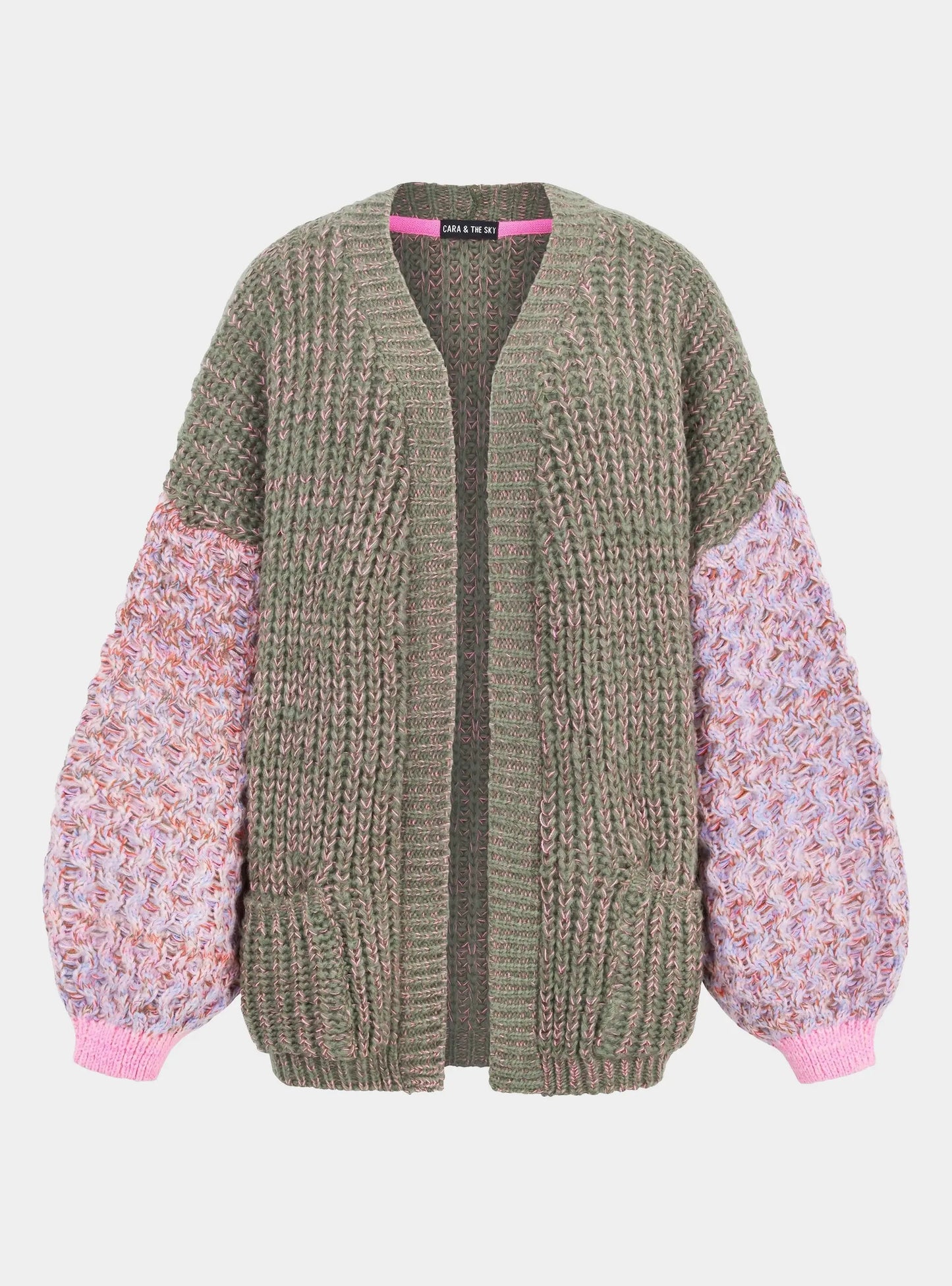 Madison Oversized Balloon Sleeve Knit Cardigan - Khaki Cara & The Sky