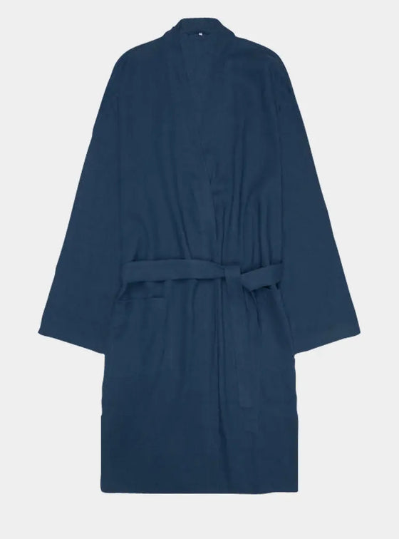 Marine Blue Linen & Tencel Robe Piglet