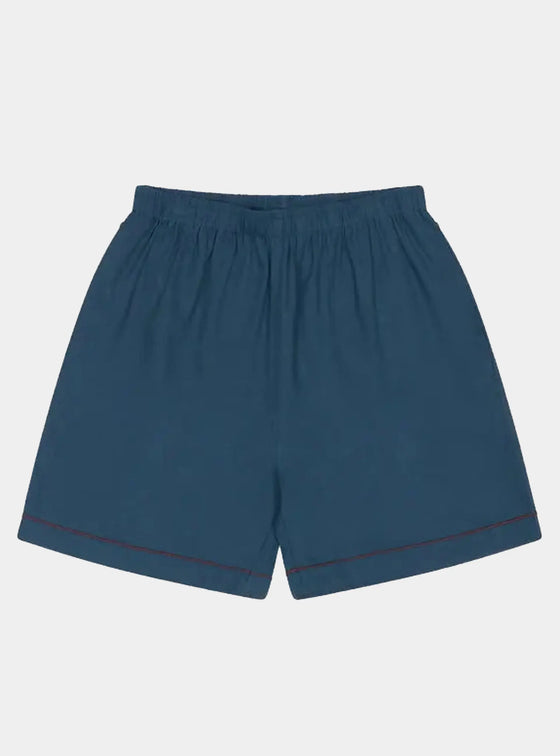 Marine Blue Tencel Linen Blend Men's Pyjama Shorts Piglet