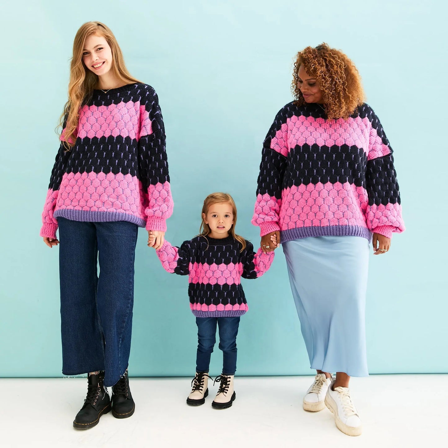 Marissa Adult and Mini Me Stripe Bubble Stitch Matching Jumpers Cara & The Sky