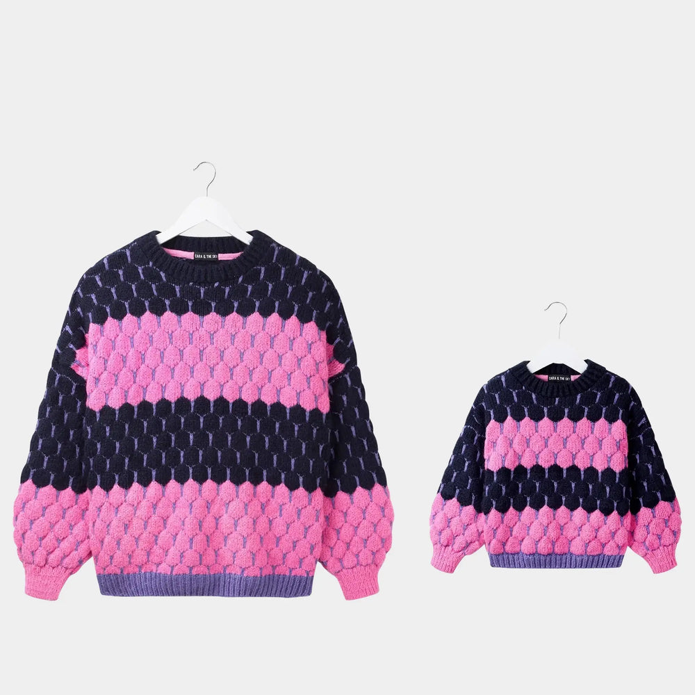 Marissa Mini Me Bubble Stitch Stripe Kids Jumper Cara & The Sky