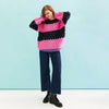 Marissa Stripe Bubble Stitch Jumper - Navy Cara & The Sky