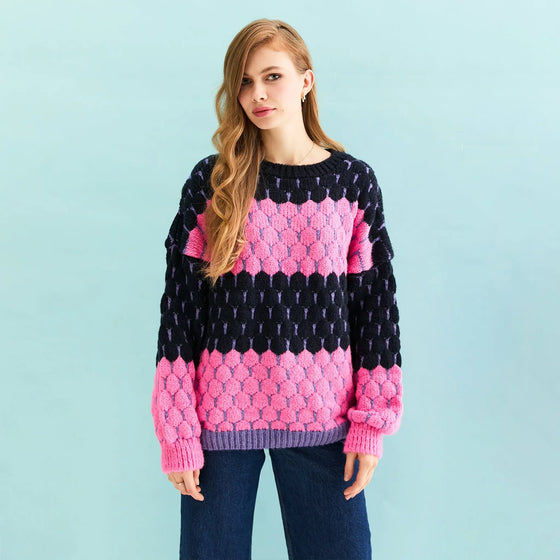 Marissa Stripe Bubble Stitch Jumper - Navy Cara & The Sky