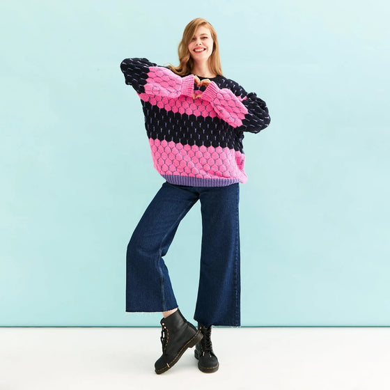 Marissa Stripe Bubble Stitch Jumper - Navy Cara & The Sky