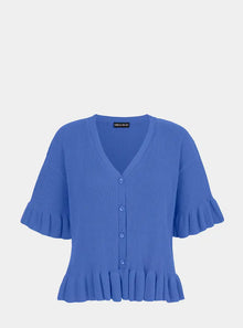  Marlow Ruffle Co-Ord Cardigan - Blue Cara & The Sky