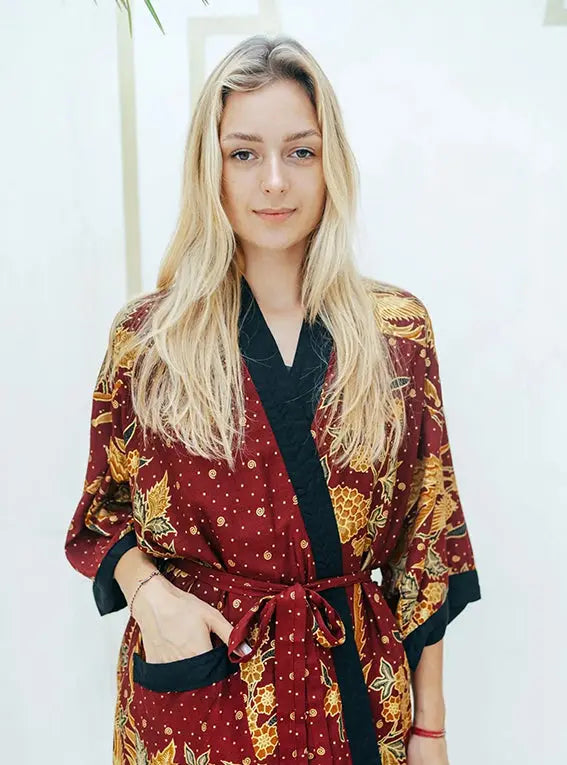 Maroon Kimono Robe SUKARA