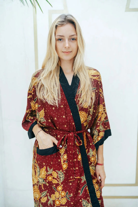 Maroon Kimono Robe Wear the World