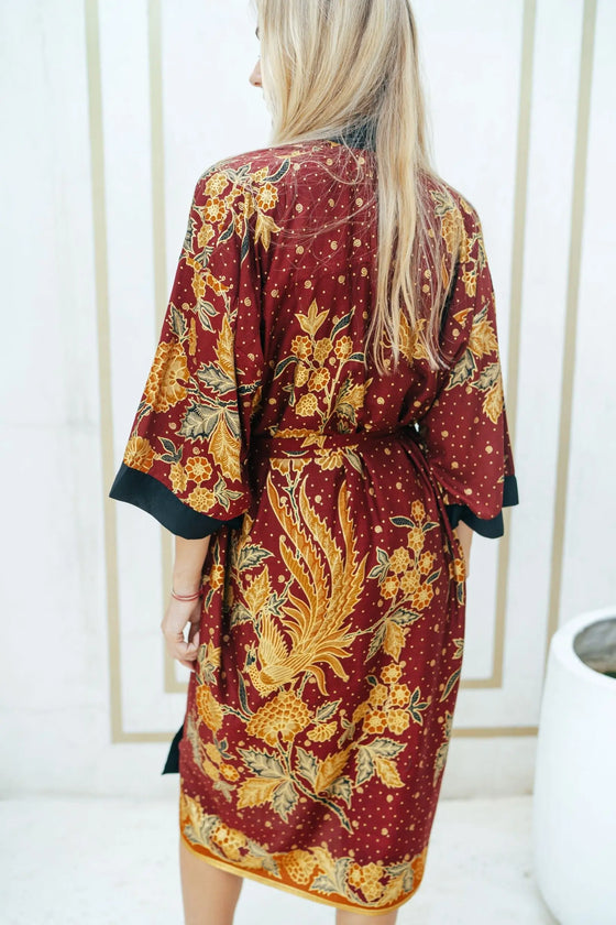 Maroon Kimono Robe Wear the World