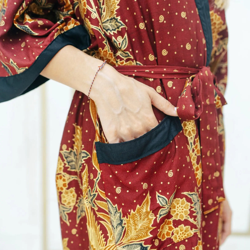 Maroon Kimono Robe Wear the World