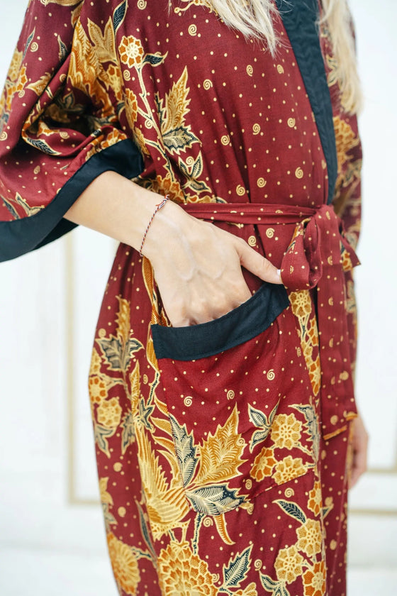 Maroon Kimono Robe Wear the World