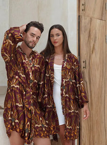  Maroon Satin Unisex Robe SUKARA