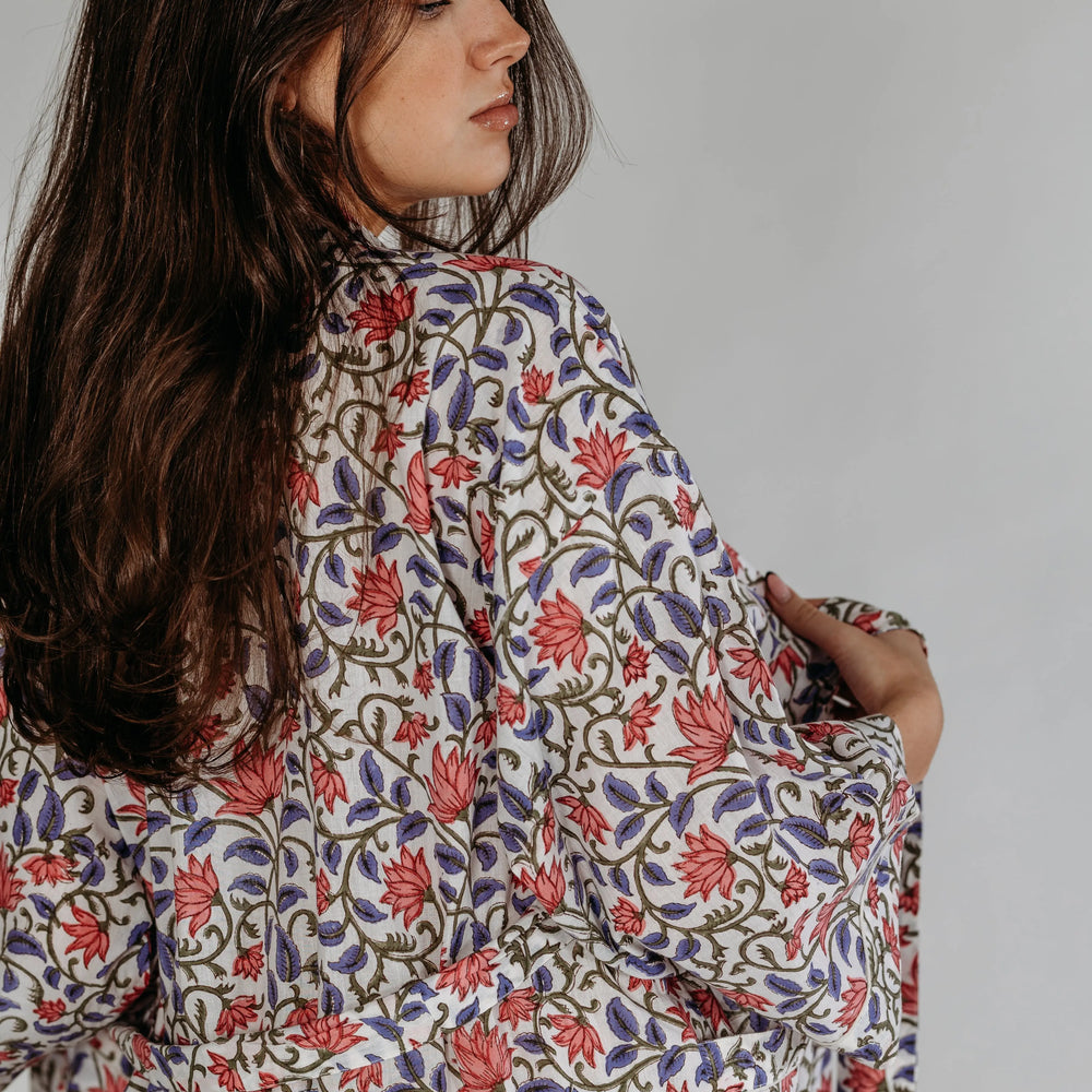 Martha Floral Block Printed Robe Naree Clothing