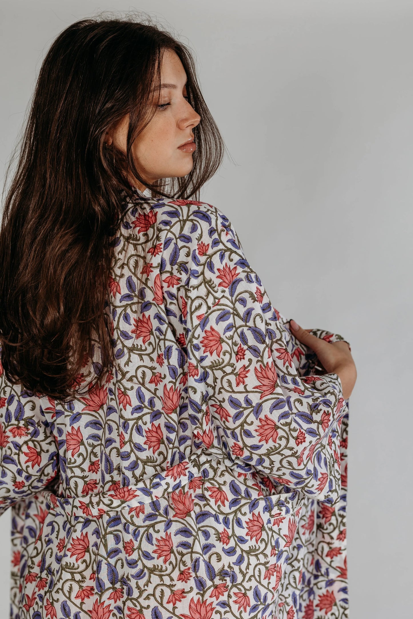 Martha Floral Block Printed Robe Naree Clothing