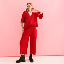  Martha Wide Leg Knitted Trousers Co-Ord - Red Cara & The Sky